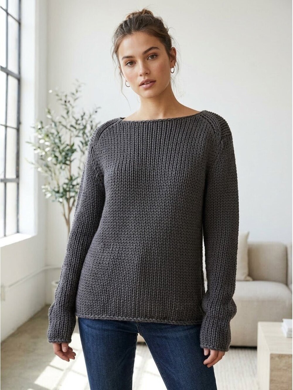 NWT Alexander Wang Chunky Knit Gray Sweater Size S